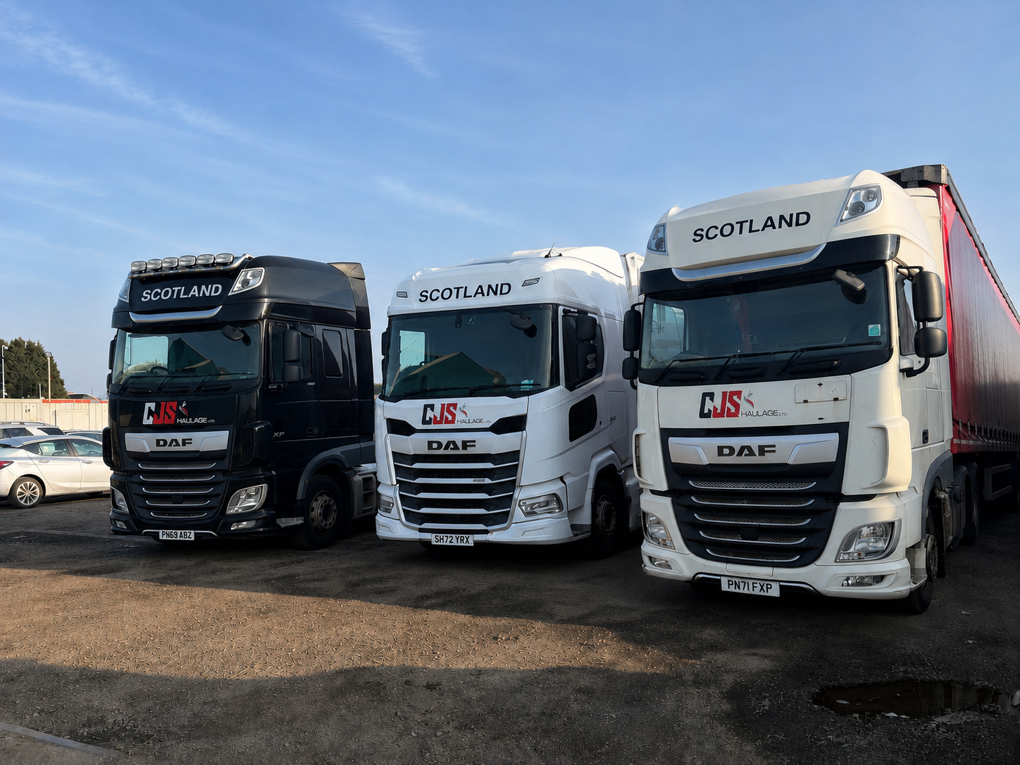 CJS Haulage lorries parked at the depot